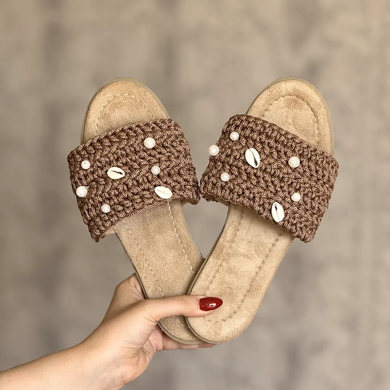 صندل مکرومه مدل صدف و مروارید