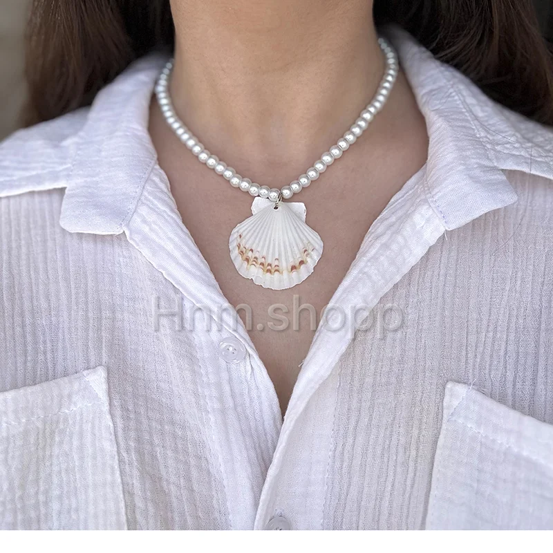 گردنبند مرواریدی با صدف طبیعی