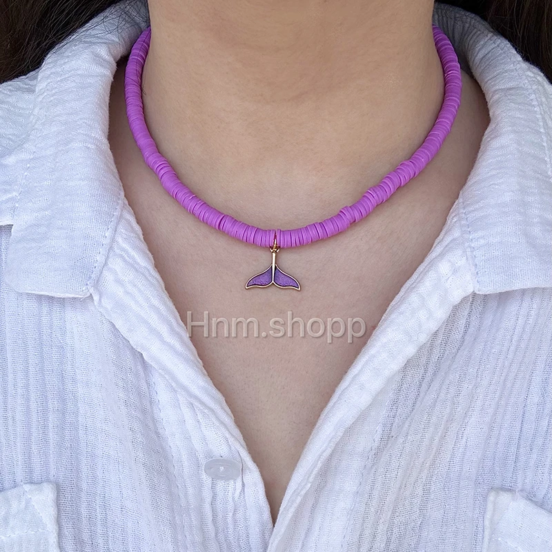 گردنبند فیمو و وال بنفش